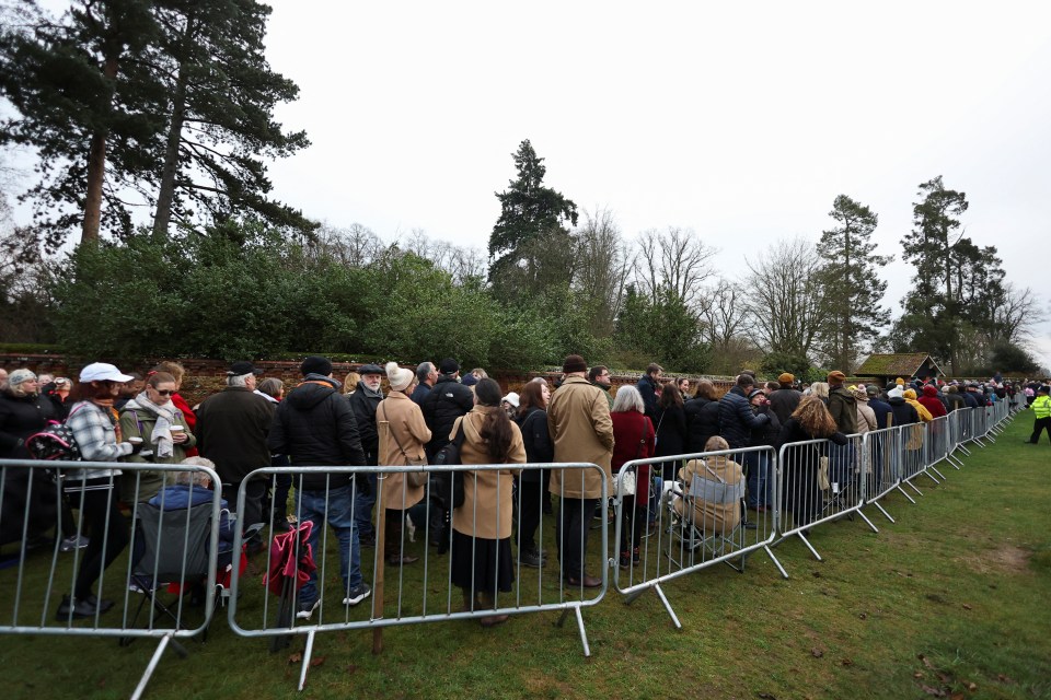 Crowd gathered outside St. Mary Magdalene's Church for the Royal Family's Christmas Day service.