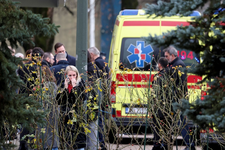 Crowds were pictured outside the elementary school in capital Zagreb