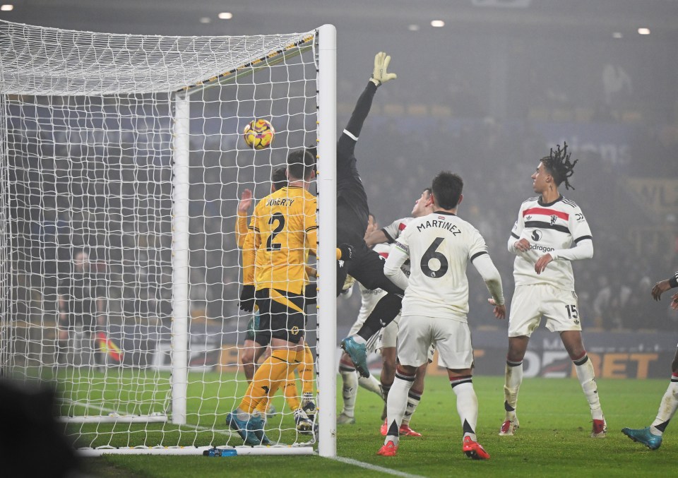 Matheus Cunha saw his corner float in over Andre Onana