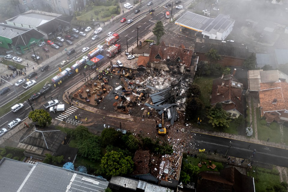 A birds-eye view of the aftermath of the crash