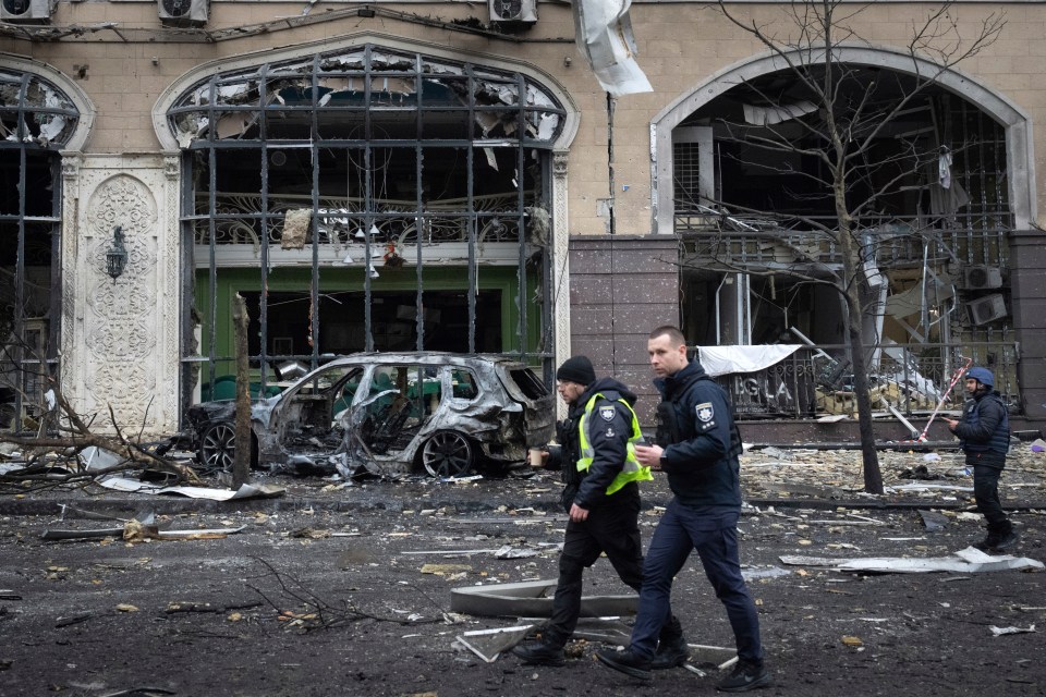 Damaged streets in Kiev, photo taken earlier in December