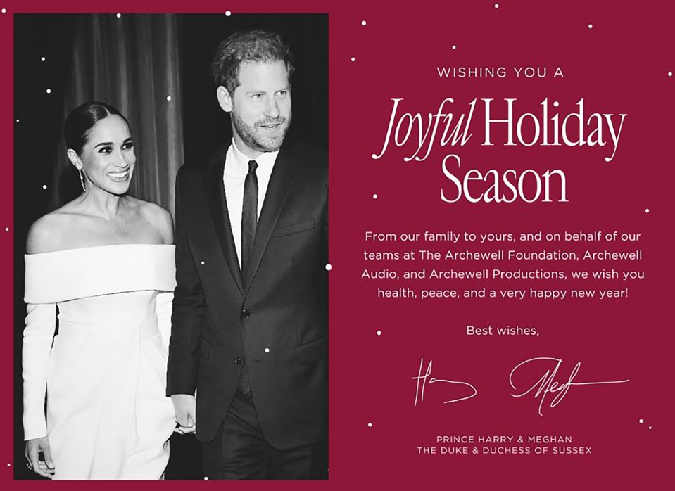 The 2022 card only featured Meghan and Harry