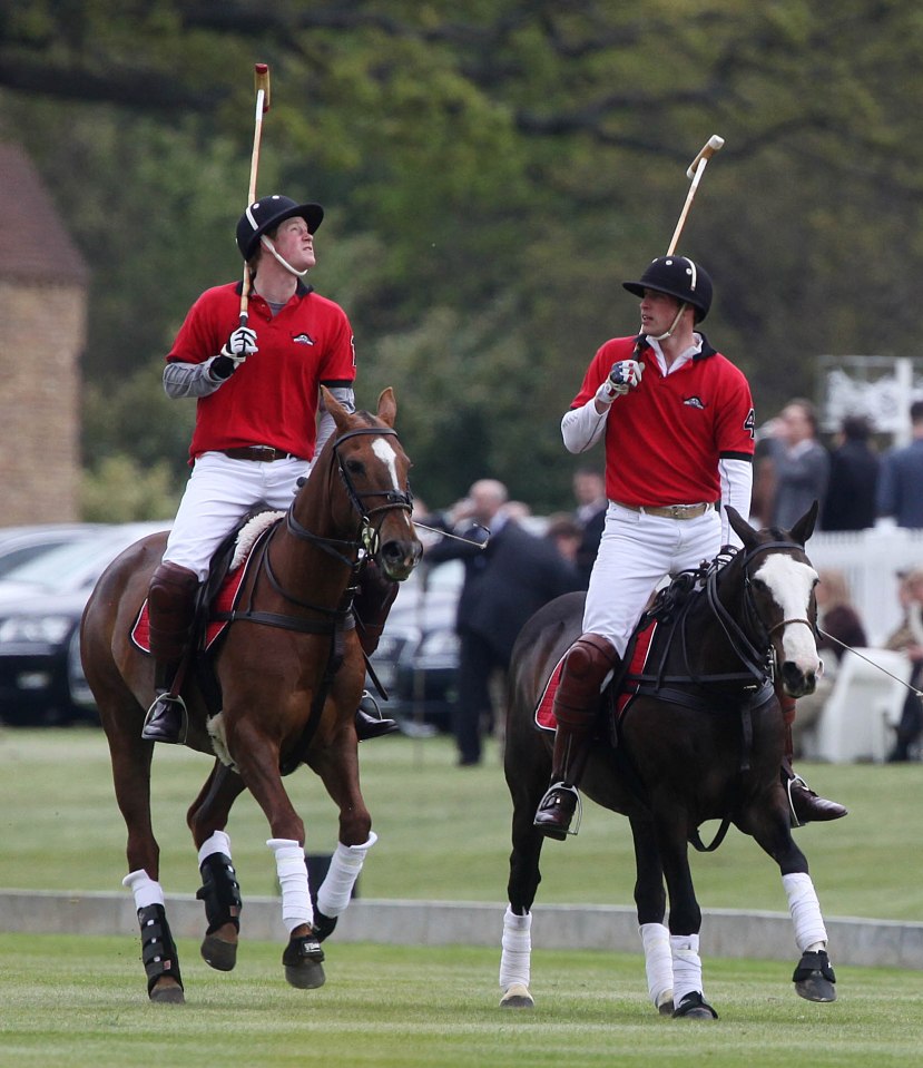 Harry and Prince William playing polo together