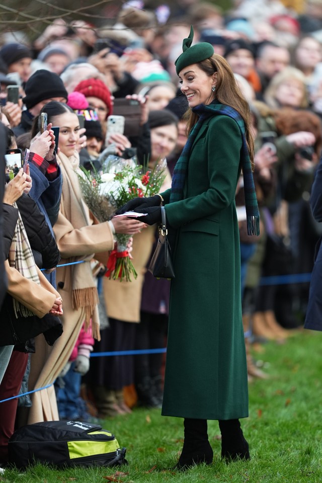 The Princess of Wales greets members of the public after a Christmas Day church service.