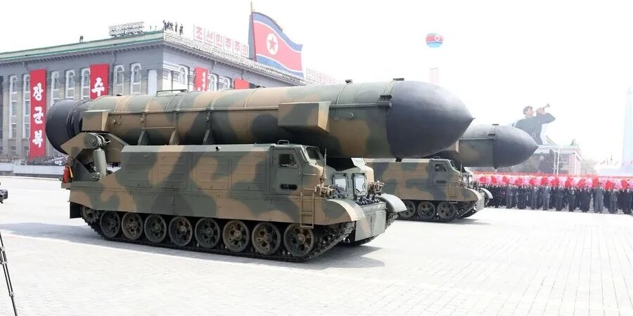 The Pukguksong-2 ballistic missile system, thought to be part of a weapons train sent from North Korea to Russia