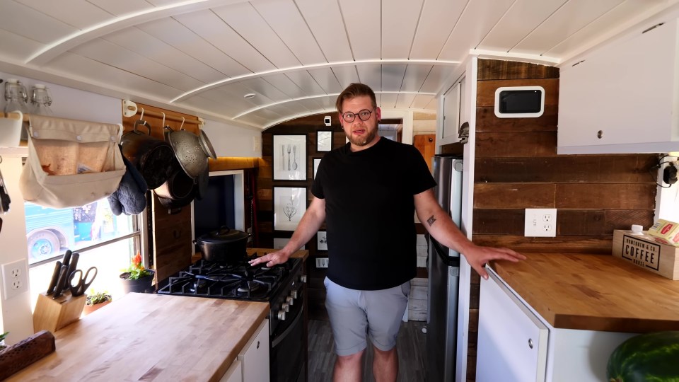 A family-of-seven live in a converted school bus as they are travelling across the United States