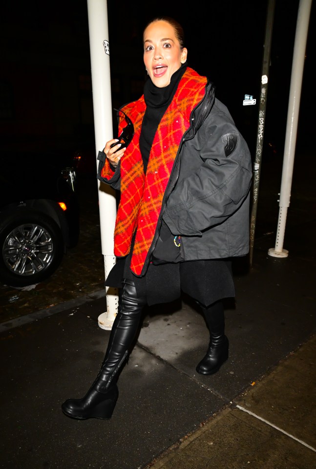 Rita Ora wore leather boots and a tartan scarf as she arrived at rehearsals for Dick Clark’s New Year’s Rockin’ Eve With Ryan Seacrest