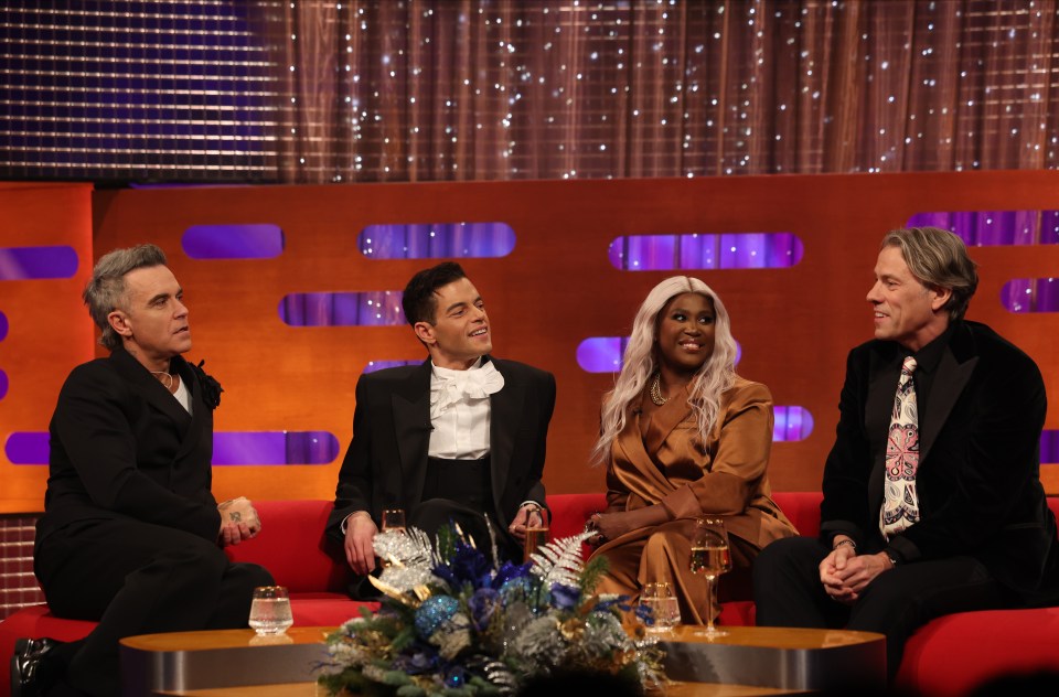 Robbie appeared alongside Rami Malek, Motsi Mabuse and John Bishop on Graham  Norton