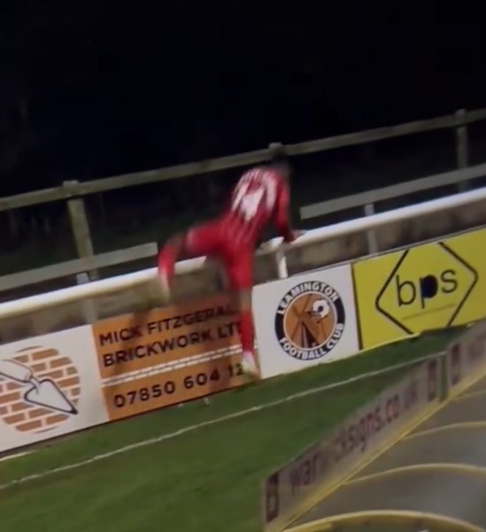 He then vaulted the railing at the side of the pitch