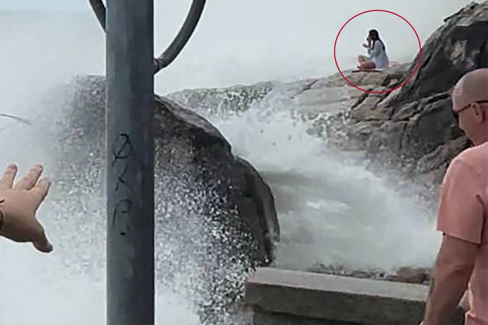 She was pictured sitting at the beauty spot before her death