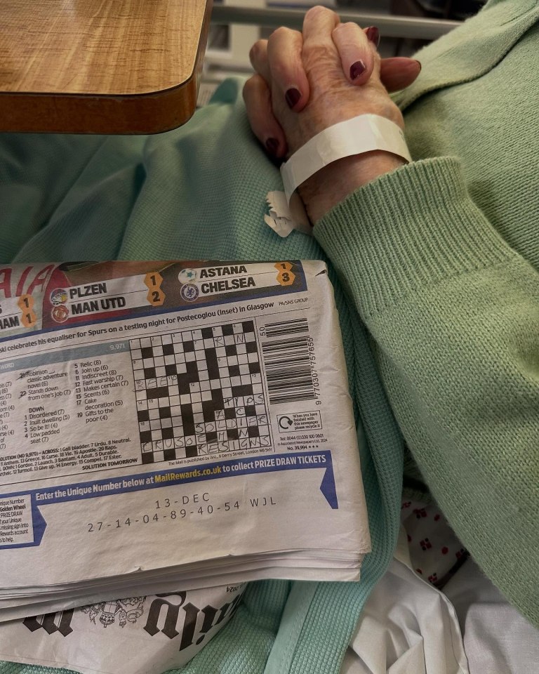 Ruth posted a picture on Instagram of her holding her mum's hand in hospital