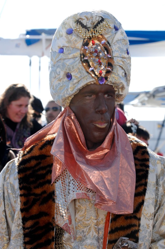 Van Nistelrooy dressed up as King Balthazar at the Parade of the Three Kings in Marbella, Spain