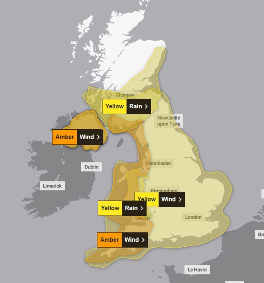 There are two amber weather warnings on Saturday