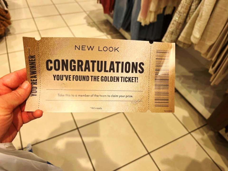 Shoppers are rushing to get a Golden Ticket from New Look