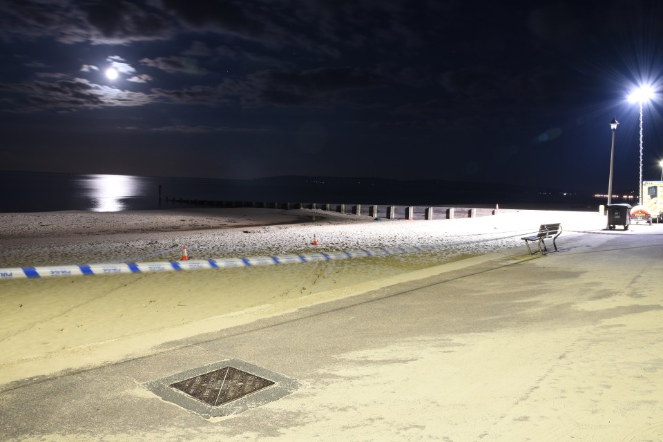 The scene at Bournemouth beach following the murder