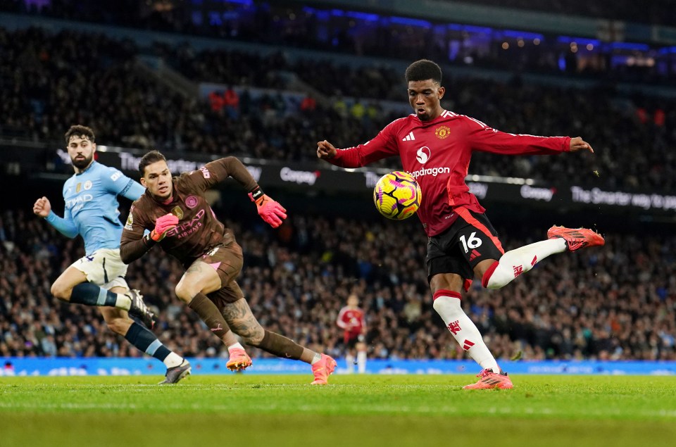 Amad Diallo scores Manchester United's second goal.