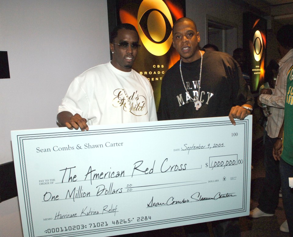 Diddy and Jay-Z donated $1m to help victims of Hurricane Katrina