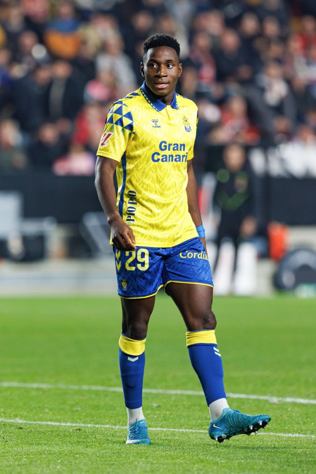 Dario Essugo of UD Las Palmas during a La Liga match.