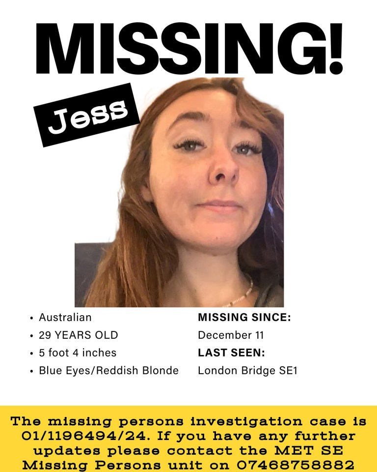 A missing person poster for Jessica