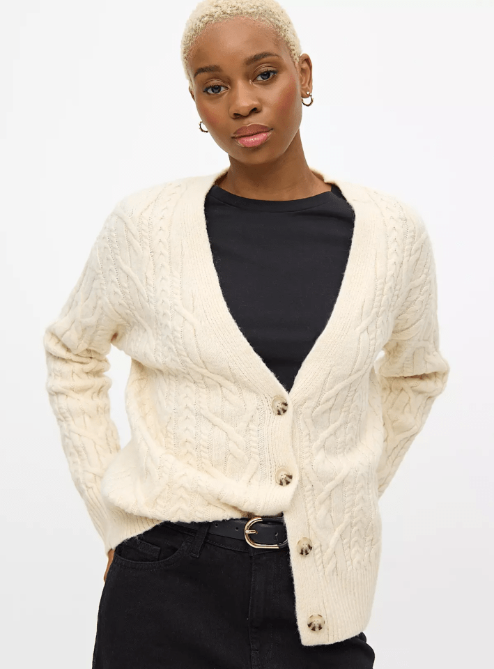 You can get this cable-knit slouch cardigan for £17.60