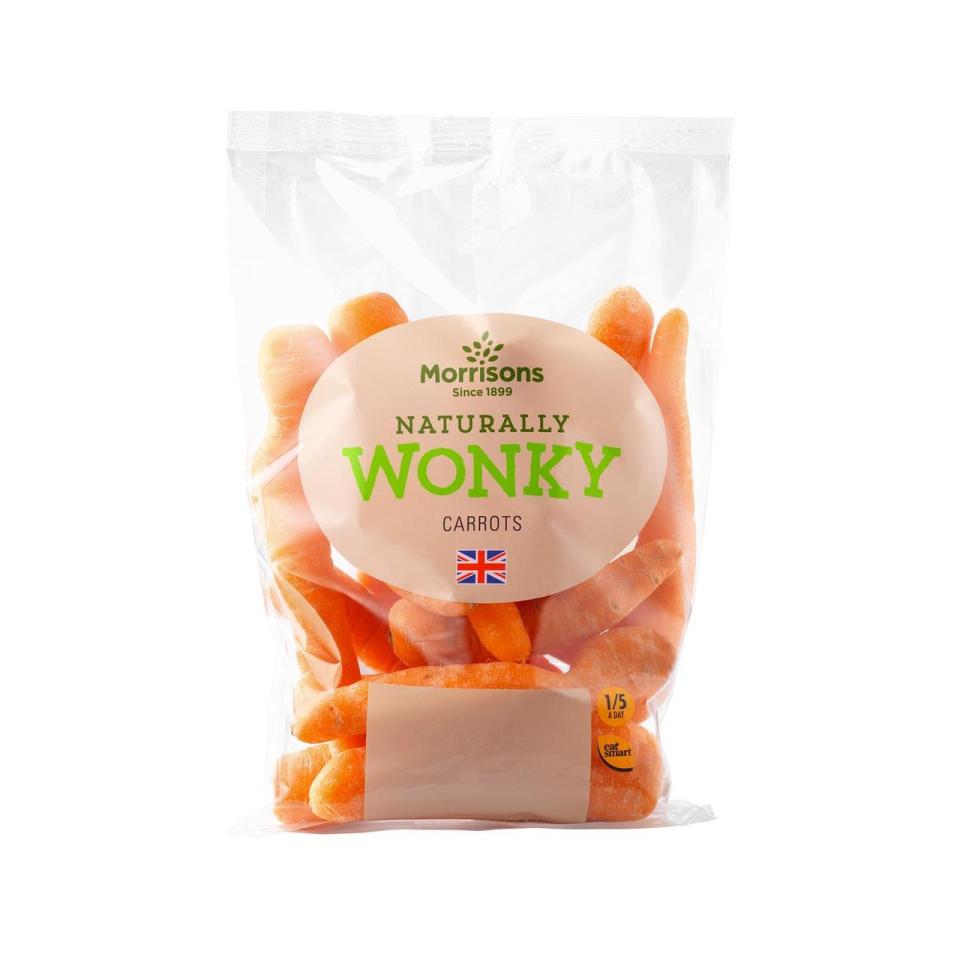 A bag of Morrisons wonky carrots