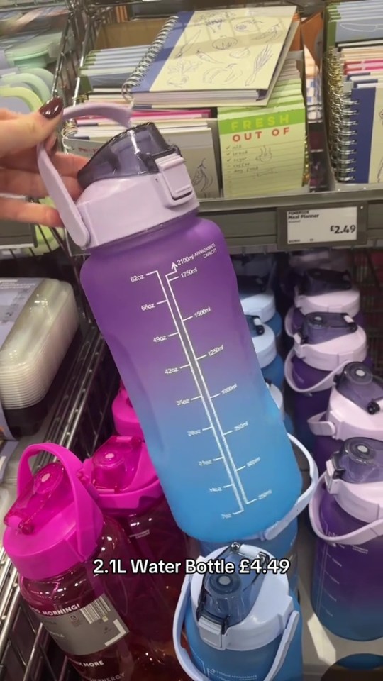 The store is selling a 2.1L water bottle to make sure shoppers keep hydrated