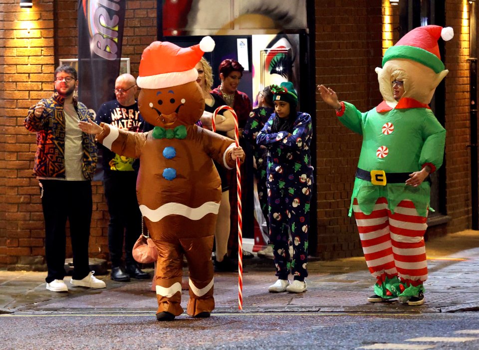 Some revellers wrapped up warm in festive gear for the occasion