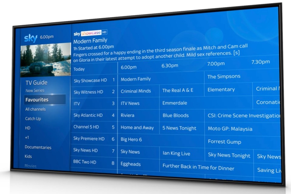 You can set up a Favourites list in seconds on your Sky TV