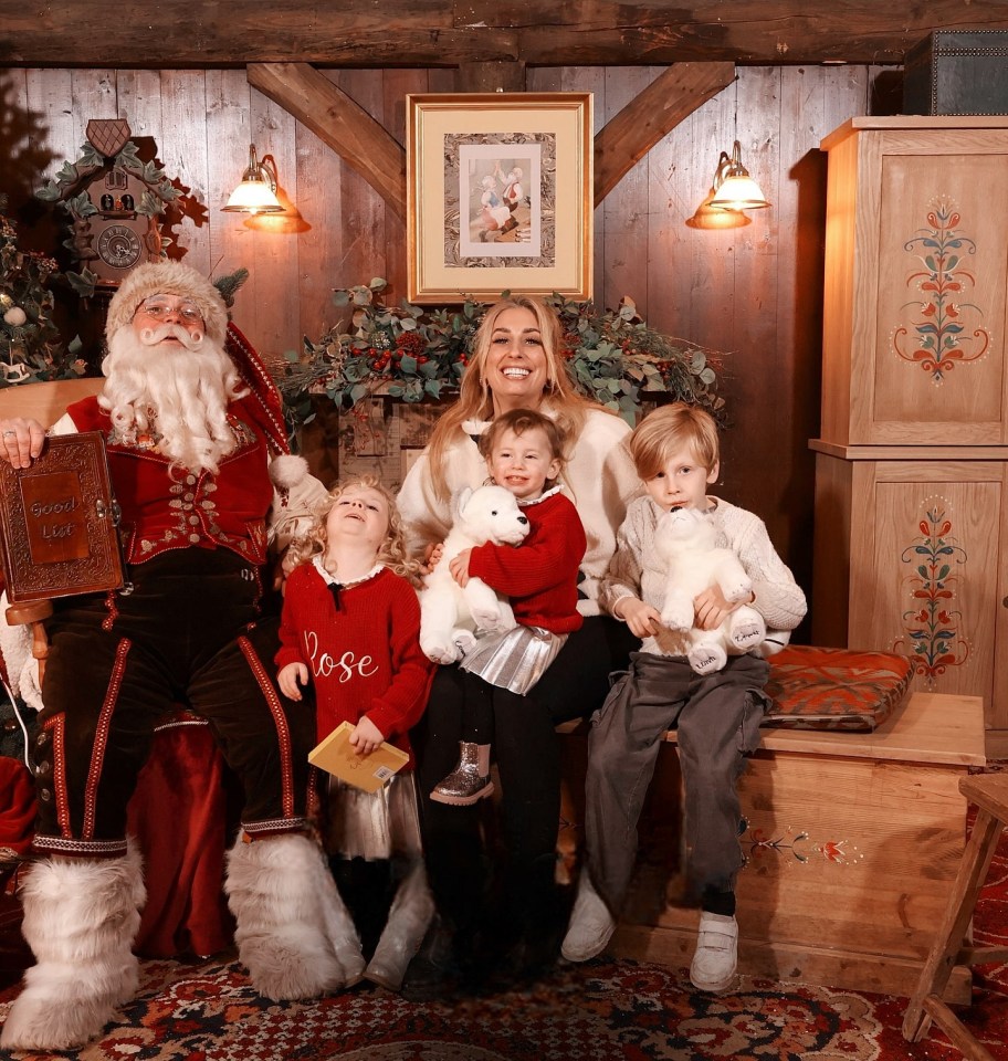 Stacey Solomon with her children and Santa at Lapland UK.