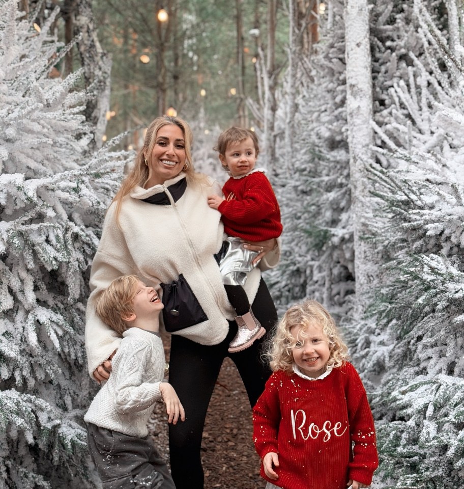 Stacey Solomon with her children at Lapland UK.