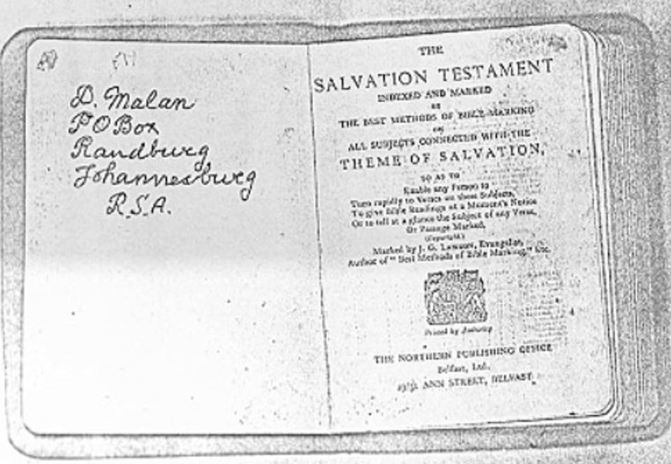 A Salvation Testament bible was found along with Glamorgan Man's skeletal remains