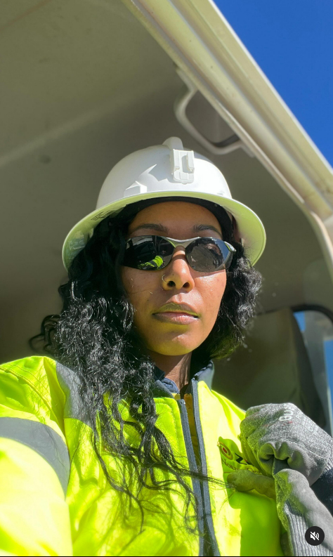 She looks glam even whilst behind the wheel of a 45ft dump truck