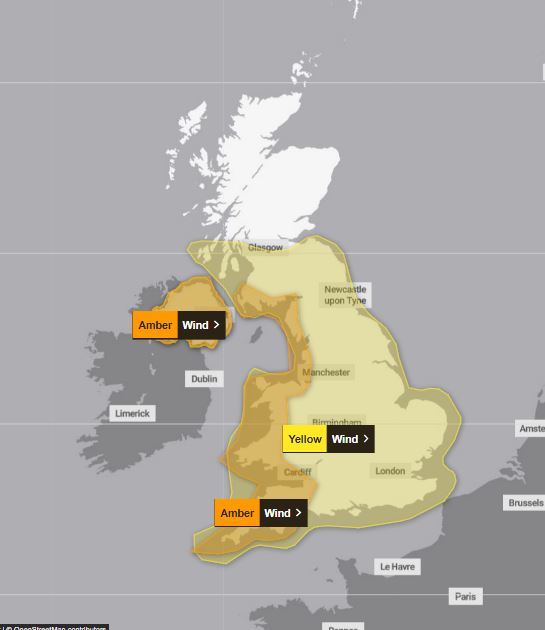 Amber 'danger to life' warnings are in force