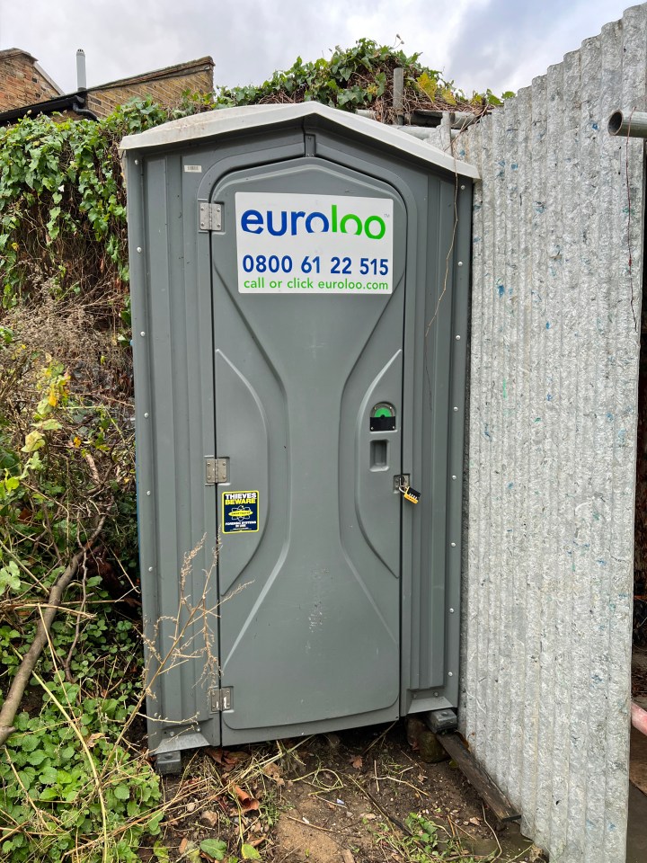 Portable toilet with Euroloo branding.