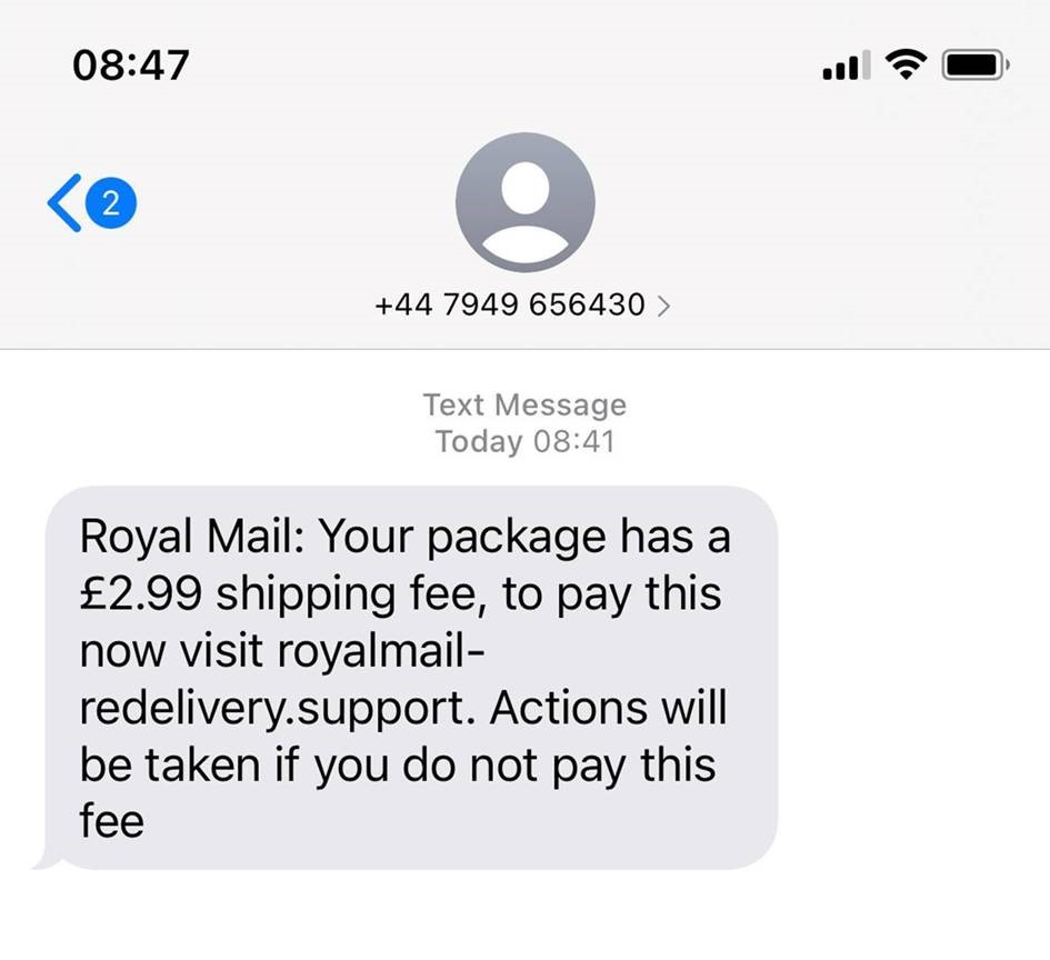 This text message is a ploy to steal your payment card details