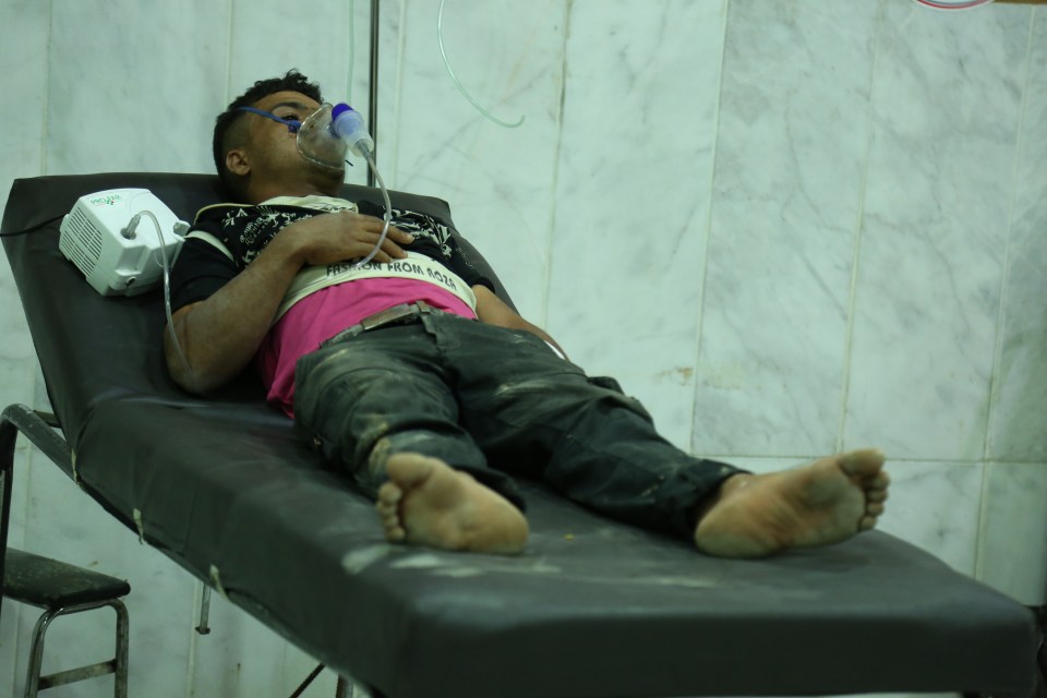 Syrians receive medical treatment after Assad regime’s alleged chemical gas attack