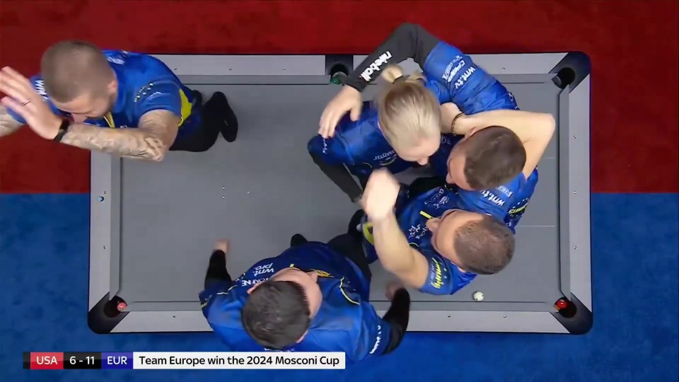 Team Europe celebrated on top of the table