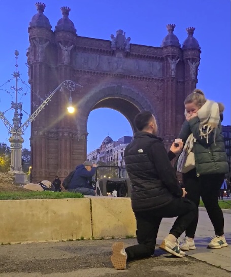 Charlie then got down on one knee, taking Hannah by surprise