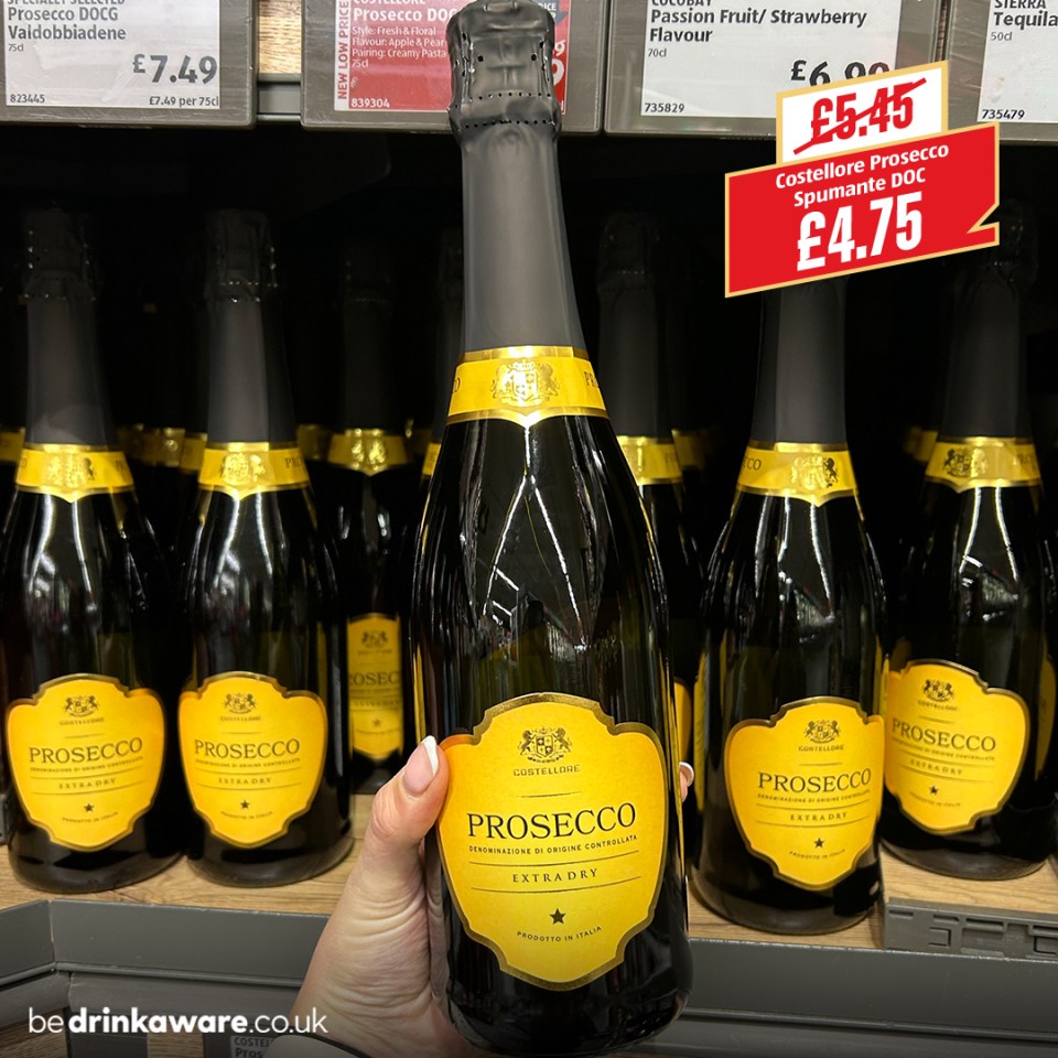 The Costellore Prosecco Spumante, which usually retails for £5.45, has been reduced to £4.75