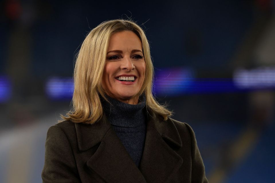 Gabby Logan at a Champions League match.