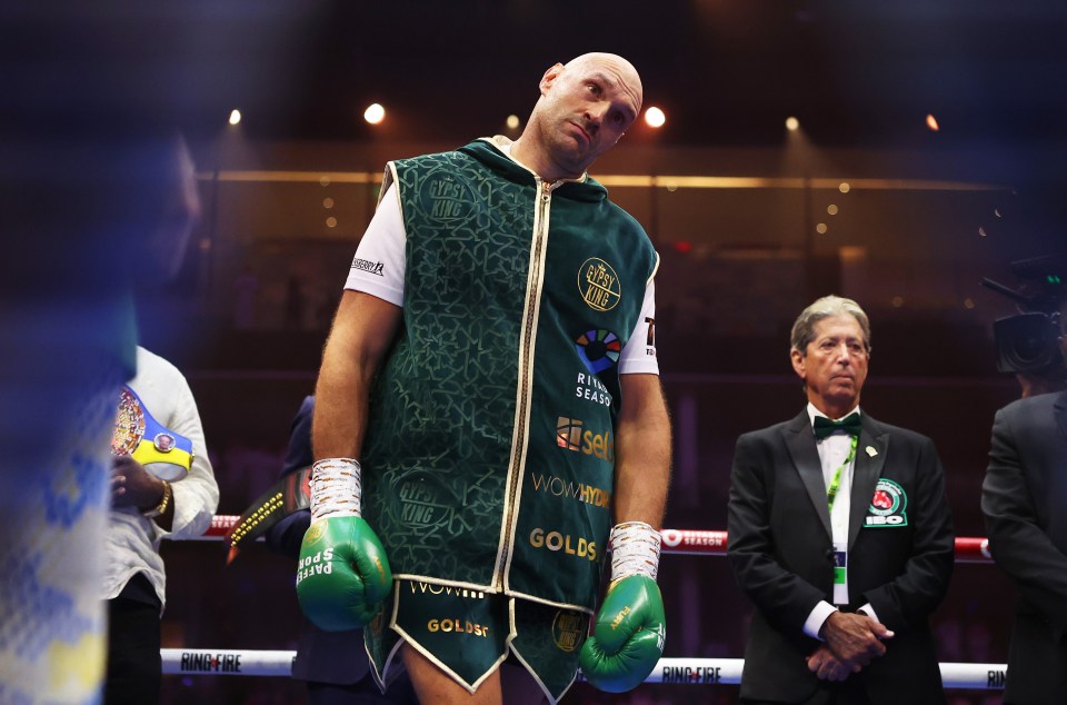 Tyson Fury entering the boxing ring.