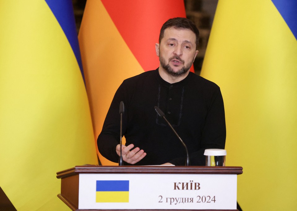 President Zelensky addressing an audience in Kyiv.