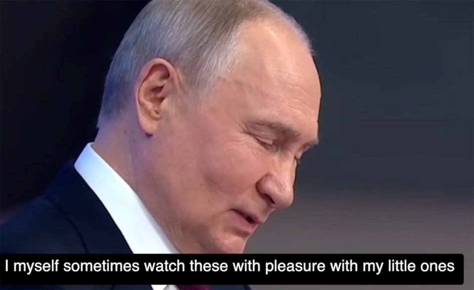 Vladimir Putin mentions watching something with his children.