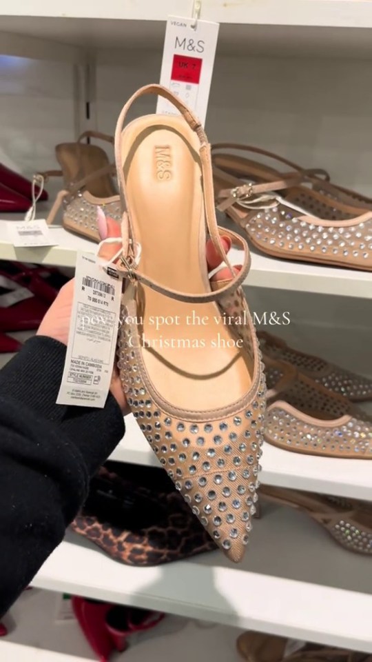 M&S sparkly kitten heel shoes.