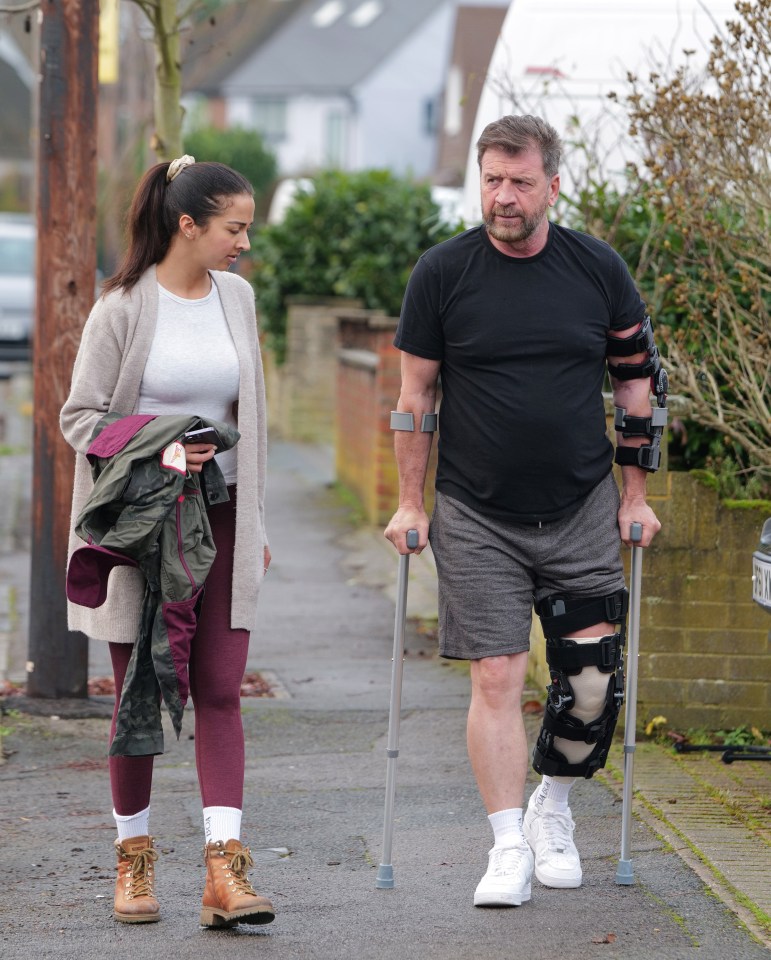 The DIY SOS anchor now needs a pair of crutches to walk