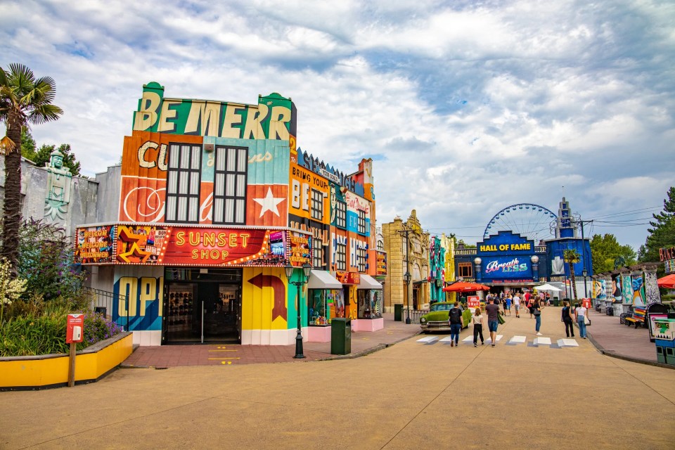 Walibi Holland amusement park street scene.