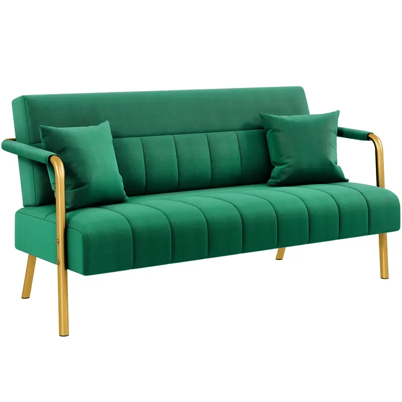 The online photos showed a bright green sofa, with even brighter gold hardware