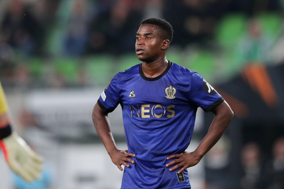 Youssoufa Moukoko of OGC Nice during a UEFA Europa League match.