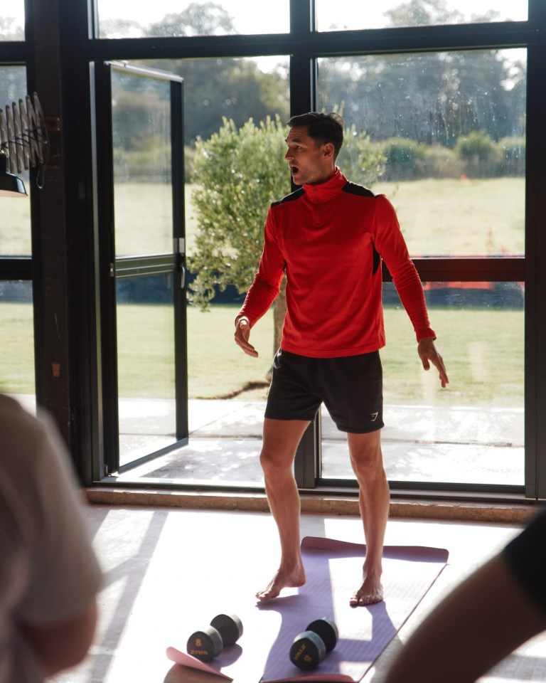 Zack Hudson of Eastenders instructing a fitness class.