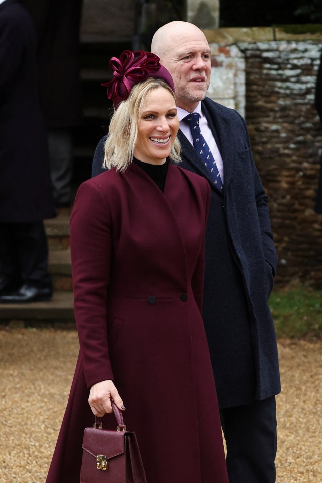 Zara Tindall and Mike Tindall walking outside the church